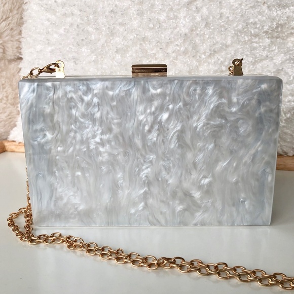 Ziggy Star Dust Clutch in White Marble - Picture 3 of 8